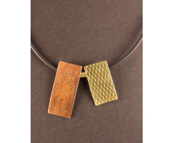 Long Copper and Brass Tiles Necklace