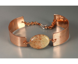 Copper Link Bracelet with Fossil Coral