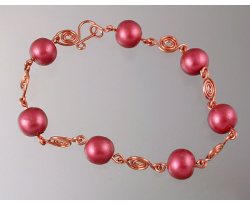 Pearly Copper Polymer Bead Bracelet