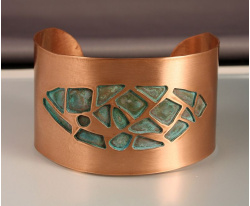 Copper Cuff with Patina Cut-outs