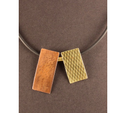 Long Copper and Brass Tiles Necklace