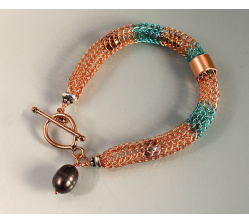 Viking Knit Bracelet with Dark Pearls
