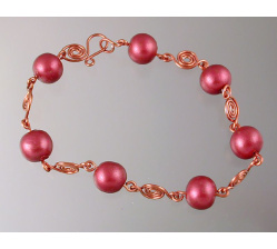 Pearly Copper Polymer Bead Bracelet