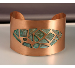 Copper Cuff with Patina Cut-outs