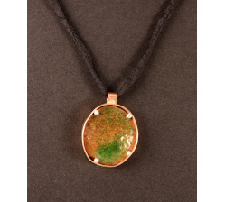 Green enamelled copper disc