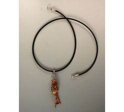 Copper fish-on-a-hook pendant