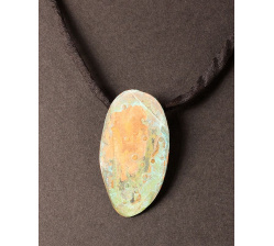 Textured copper oval with green patina