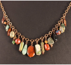 Green Orphan Beads Copper Chain Necklace