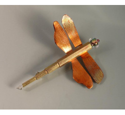 Brass Dragonfly Pin with Dichroic Glass