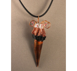 Experimental Mixed Media Woven Copper Pod Necklace