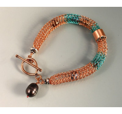 Viking Knit Bracelet with Dark Pearls