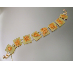 Jade Polymer Rectangle Bracelet with Gold Polymer