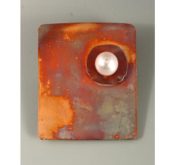 Copper Quadrangle Pin with Pearl