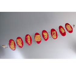 Red Polymer Link Bracelet with Gold Polymer