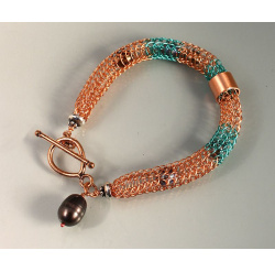 Viking Knit Bracelet with Dark Pearls