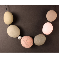 Large Polymer Pebble Necklace with Baroque Pearl