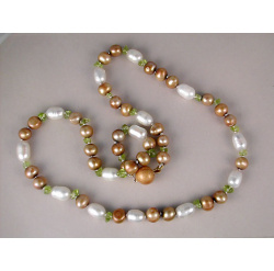 Champagne and White Peridot Pearl Necklace