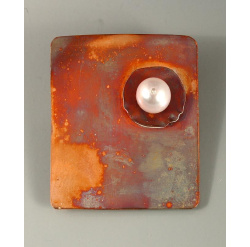 Copper Quadrangle Pin with Pearl