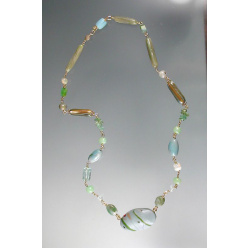 Water-colored Polymer Bead and Exotic Gemstone Necklace