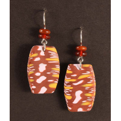 Matisse-look tab earrings in brick, pink, and yellow-orange