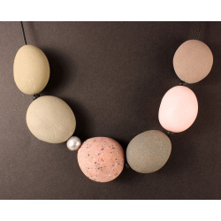 Large Polymer Pebble Necklace with Baroque Pearl