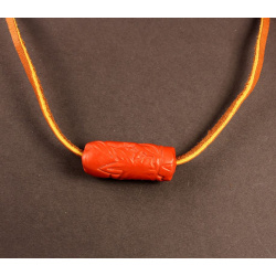 Polymer Cinnabar Bead Leather Necklace