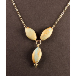 Turquoise and Gold Polymer Lozenge Chain Necklace