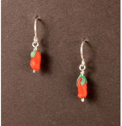 Tiny red rosebud earrings