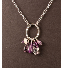 Amethyst, Moonstone and Crystal Quartz Cluster Chain Necklace
