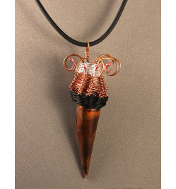 Experimental Mixed Media Woven Copper Pod Necklace