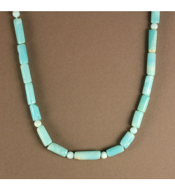 Peruvian Opal Tube and Moonstone Bead Necklace