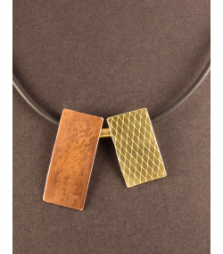 Long Copper and Brass Tiles Necklace