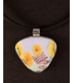 Sunflower pendant in Sterling silver frame