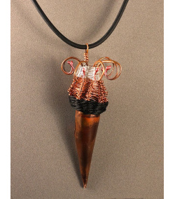 Experimental Mixed Media Woven Copper Pod Necklace