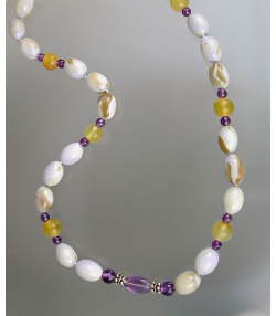 Amethyst and Serpentine Bead Necklace
