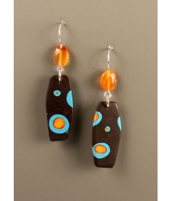 Brown dotted tab earrings with carnelian
