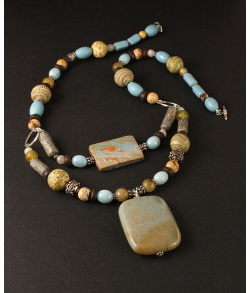 Polymer and Gemstone Beach Skies Necklace
