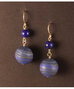 Faux lapis polymer bead earrings with lapis