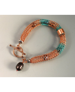Viking Knit Bracelet with Dark Pearls