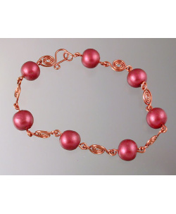Pearly Copper Polymer Bead Bracelet