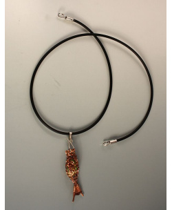 Copper fish-on-a-hook pendant