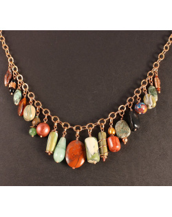Green Orphan Beads Copper Chain Necklace