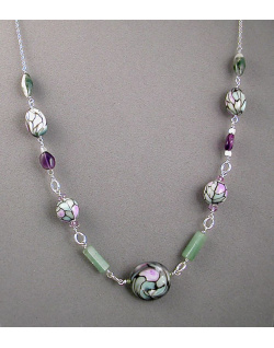 Stained Glass-look Polymer Chain Necklace
