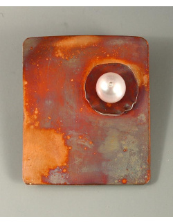 Copper Quadrangle Pin with Pearl