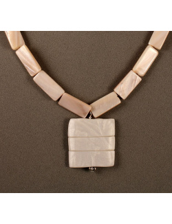 Pink Mother-of-Pearl Rectangles with Ghost Texture Pendant