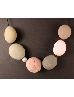 Large Polymer Pebble Necklace with Baroque Pearl