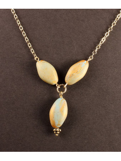 Turquoise and Gold Polymer Lozenge Chain Necklace