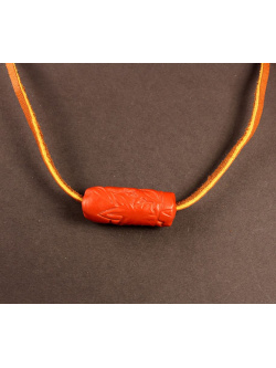 Polymer Cinnabar Bead Leather Necklace