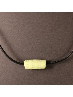 Carved Polymer Jade Bead Leather Necklace