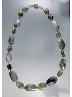 Labradorite and Polymer Abalone Necklace